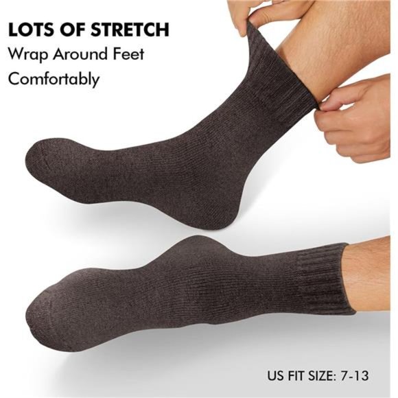 6 Pairs, Men's Merino Wool Socks Ultra Thick Winter Wool Hiking Socks - Picture 5 of 5